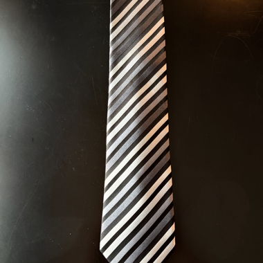 Striped Tie black-grey - 100% Silk