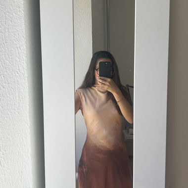 Long Fluid Dress in Terracotta Earth Tones