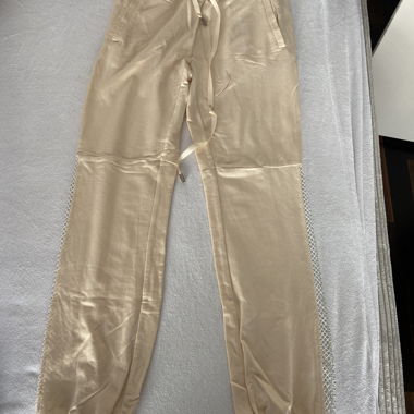 Beige Satin Jogger Pants
