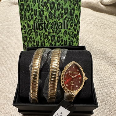 Roberto Cavalli Uhr Schlange Gold/Rot