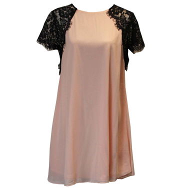 Cocktailkleid rosa mit schwarzer Spitze