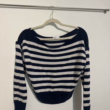 Subdued Blue & White Striped Top – Size S