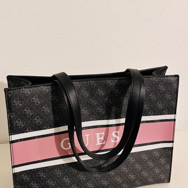 Guess Tote Bag - nero e rosa con monogramma