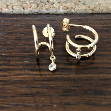 Golden double hoop earrings