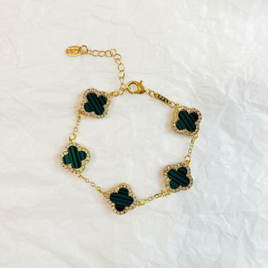 Bracelet Trèfle Zircon Plaqué Or 18k