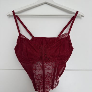 Red Lace Lingerie Bodysuit