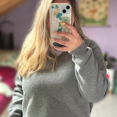 Pull gris Mango avec empiècement chemisier
