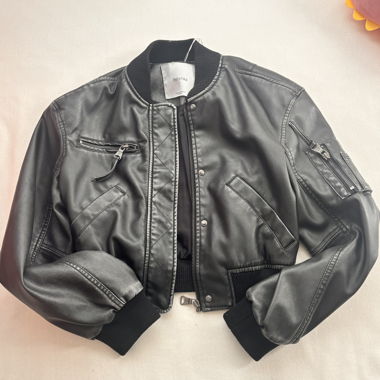Bershka cropped leather jacket