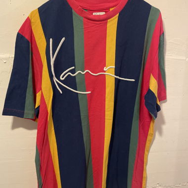 T-shirt a righe colorate con ricamo