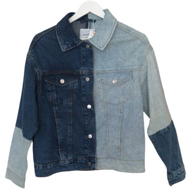 Zweifarbige Denimjacke mit Colour-Block-Design