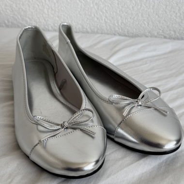 Silver ballet flats