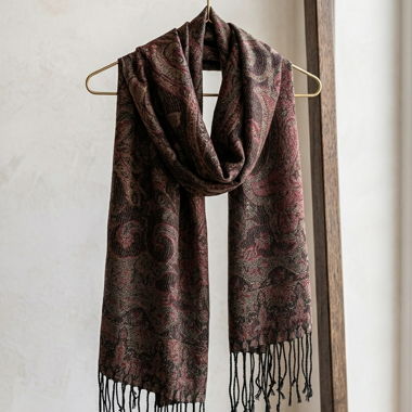 Patterned Scarf with Tassels