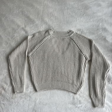 Beige knit sweater with open back