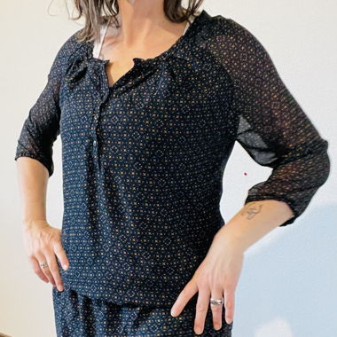 Hemdbluse/Kleid dunkelblau mit Muster