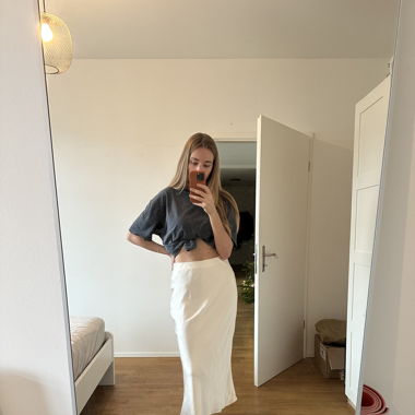 Zara White Satin Midi Skirt 