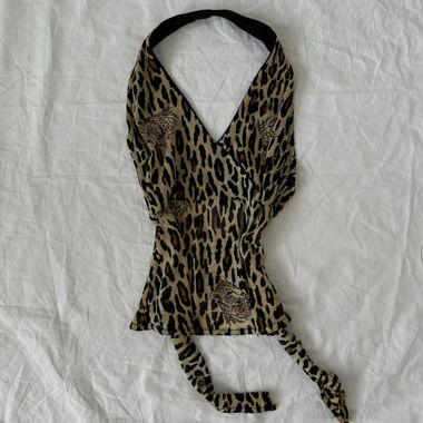 Free shipping vintage y2k leopard backless top