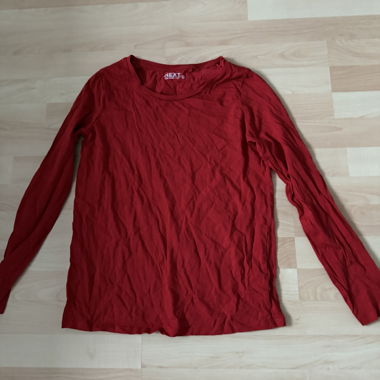 T-shirt basique à manches longues rouge