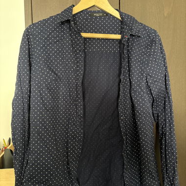 Camicia a pois blu navy