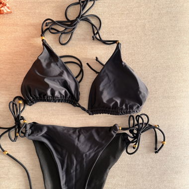 Black triangle bikini set