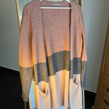 Strickcardigan rosa/grau/creme