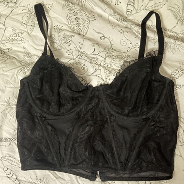 Schwarzes Bustier-/Korsett-Top aus Spitze