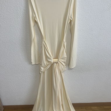 Abito lungo beige drappeggiato