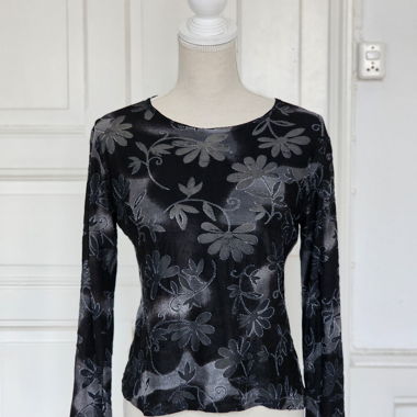 Maglietta vintage Y2K a maniche lunghe con motivo floreale
