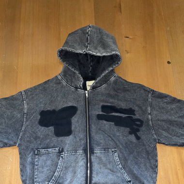 Zip Hoodie Grau washed