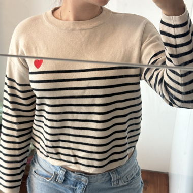 Striped Sweater with Heart