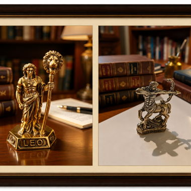 2 figurines de signes du zodiaque en métal