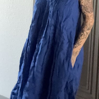 Robe longue en lin bleu Zyga taille M