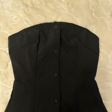 Bandeau Top mit Knöpfen in schwarz