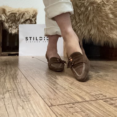 Braune Vintage Wildleder Loafers