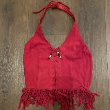 Haut en corset à franges rouges