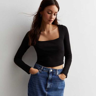 Haut lisse style satin avec manche longue 