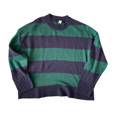 blue green striped sweater  