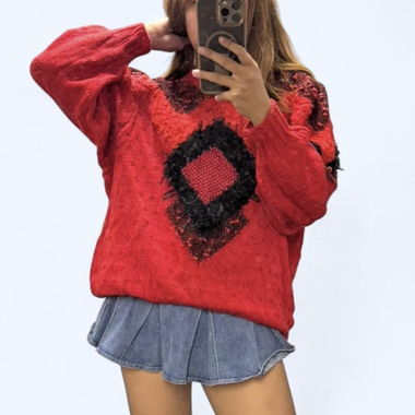 Red knit vintage sweater