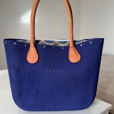 O bag Handbag - Blue with orange handles