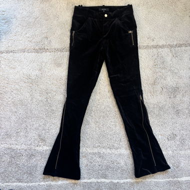 GUCCI BLACK VELVET FLARE PANTS WITH GG LOGO