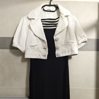 Kleid mit Bolero Jacke Schwarz / Weiss Grösse  S/M
