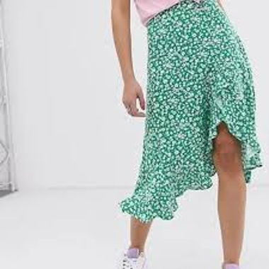 Green floral skirt Bershka