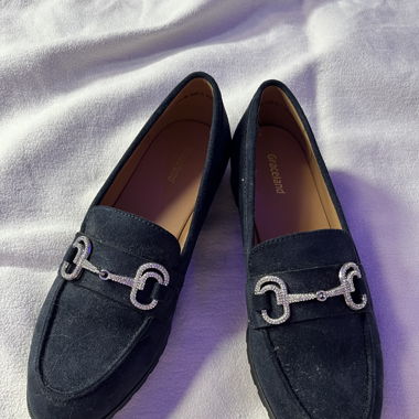 Escarpins bleu foncée/noir avec brillant 