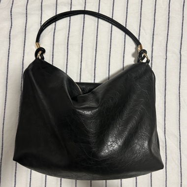 Black fake leather shoulder bag