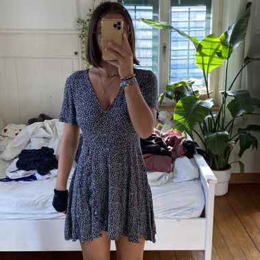 Blue Floral Wrap Dress