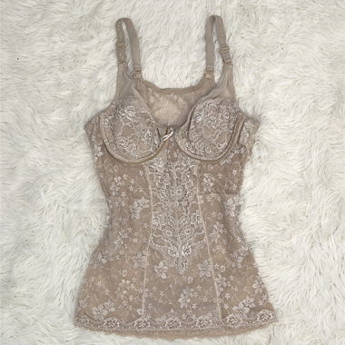 japanese vintage: beige lace corset top