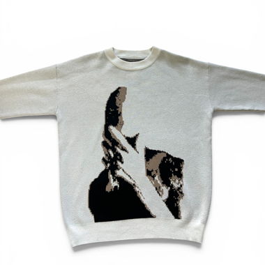 Maglione bianco con stampa di Frank Ocean