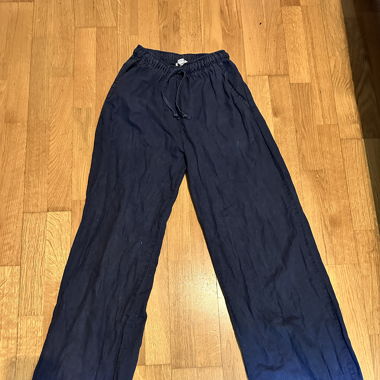 Dunkelblaue Leinen Hose