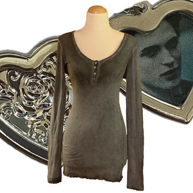 Top Henley a maniche lunghe grigio