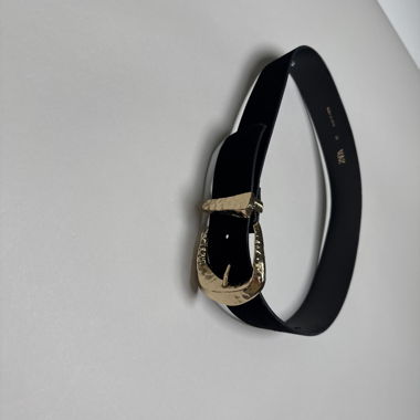 Ceinture en cuir noir Zara
