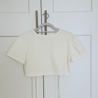 Weisses Leinen Crop Top - Grösse S